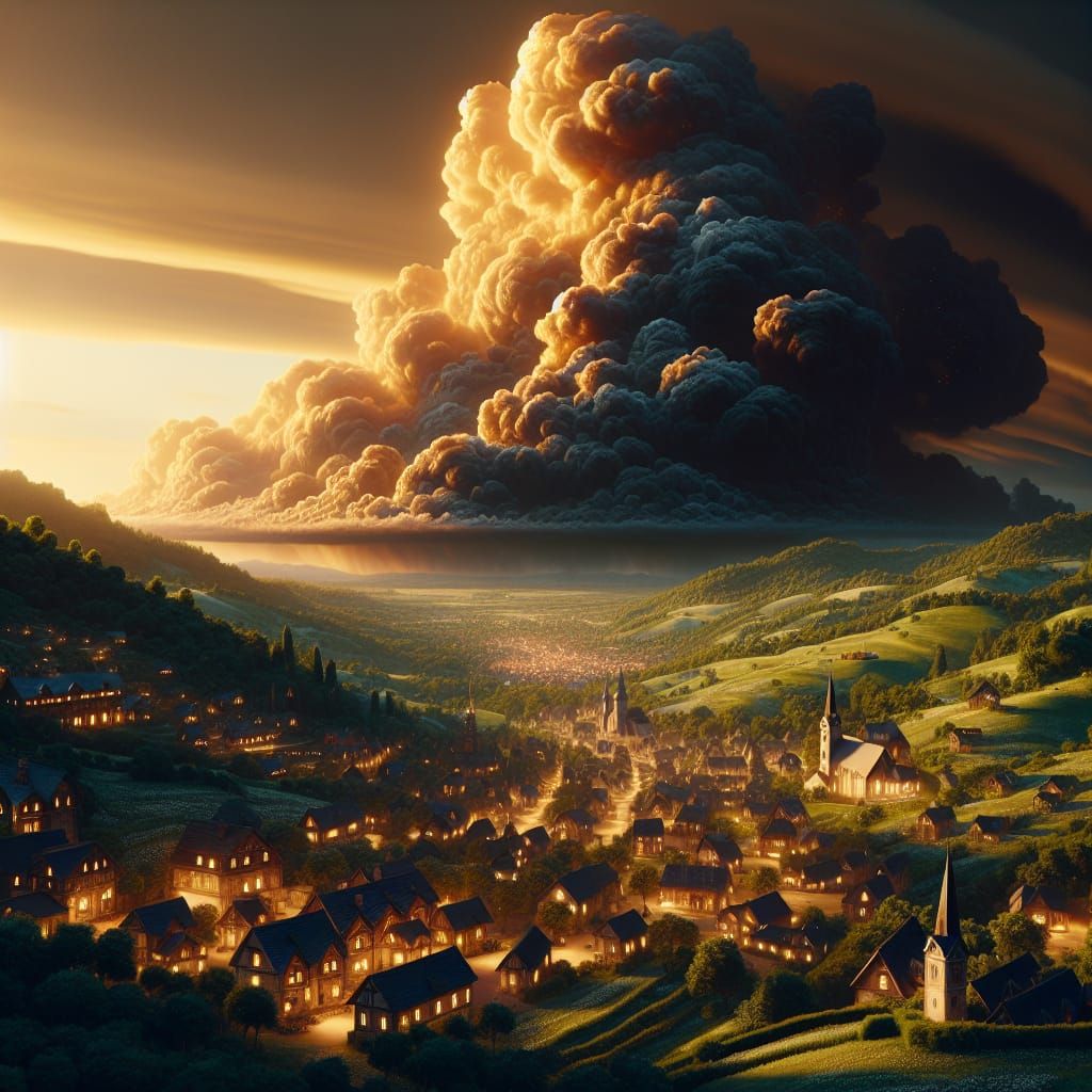 Village Under Threat: Fantasy Matte Painting