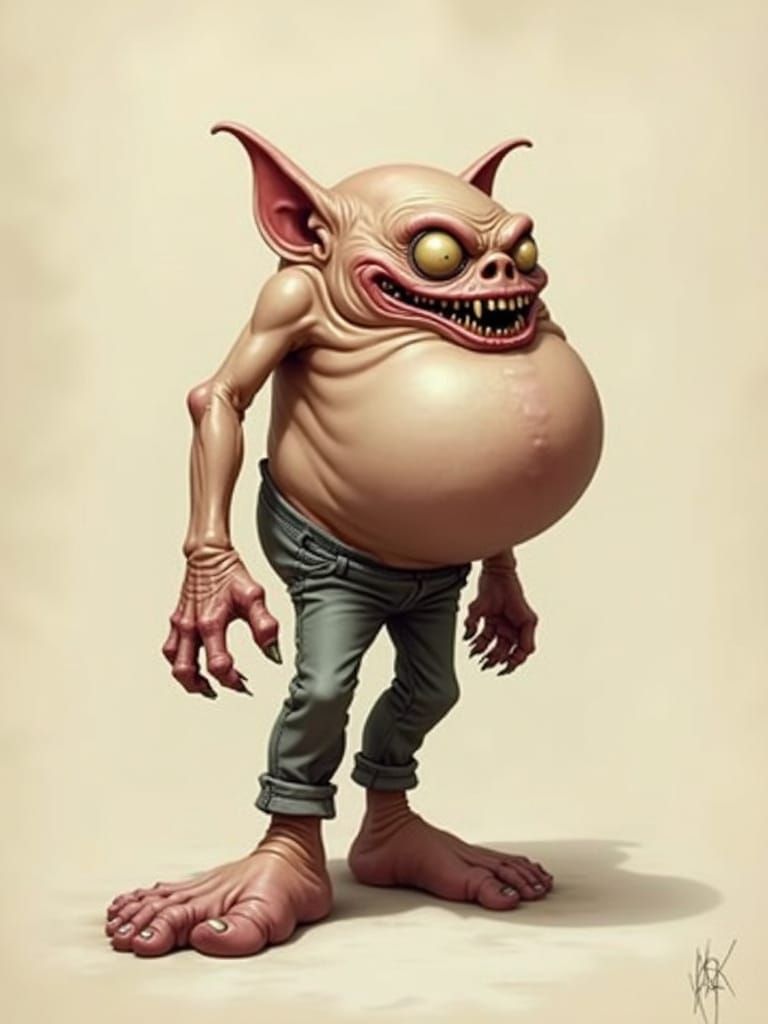 Grotesque Bunion Creature in Dark Fantasy Style