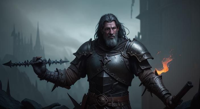 Medieval Blacksmith at Forge: Fantasy Matte Painting