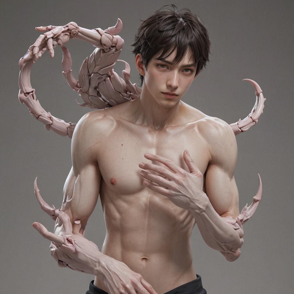 Six-Armed Man: 3D Anime Art
