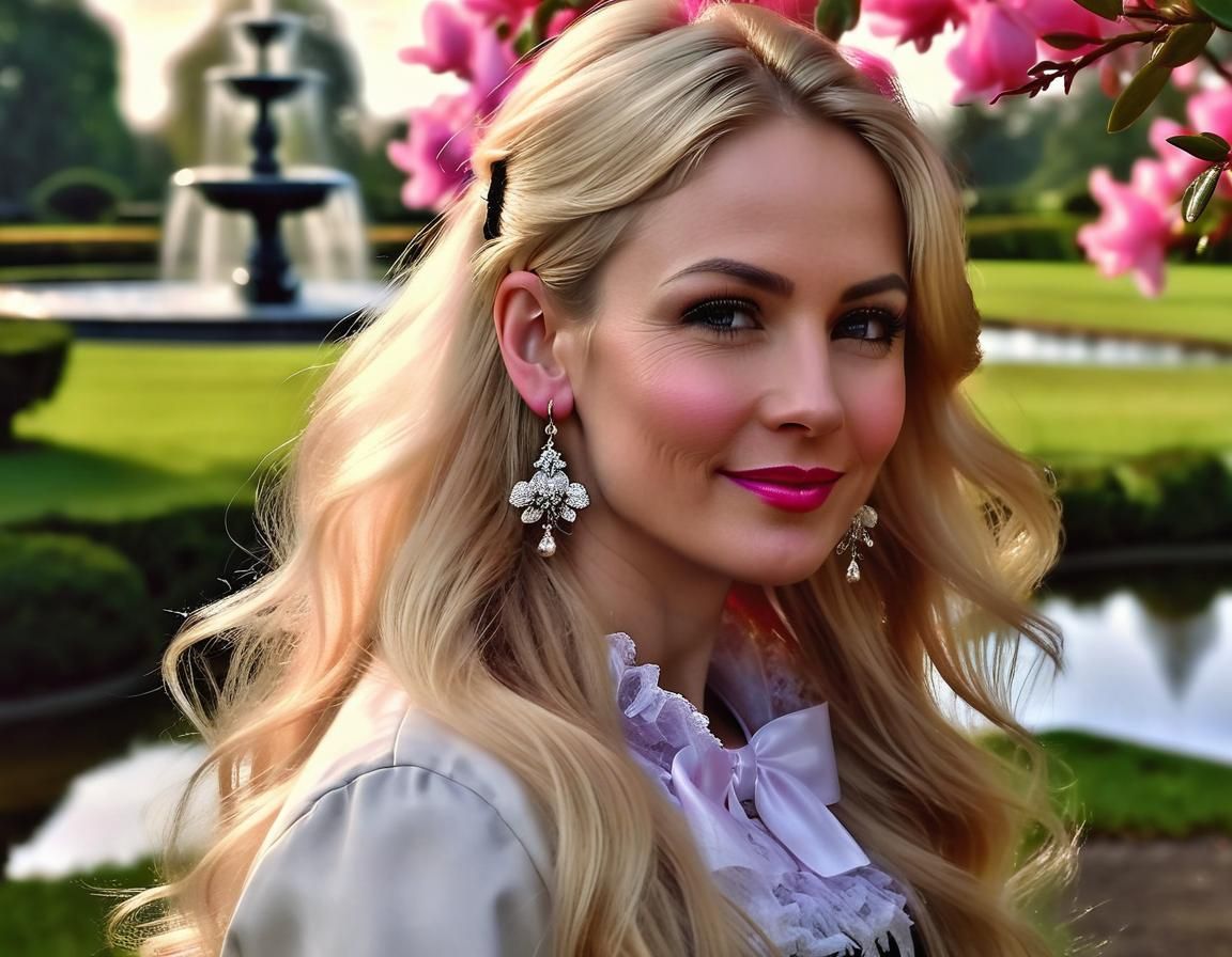 Renaissance Woman in Park at Sunset