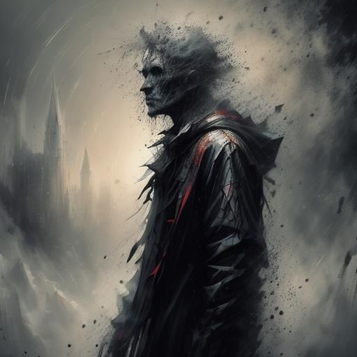 Grimdark Scene with Fragmentation Effect