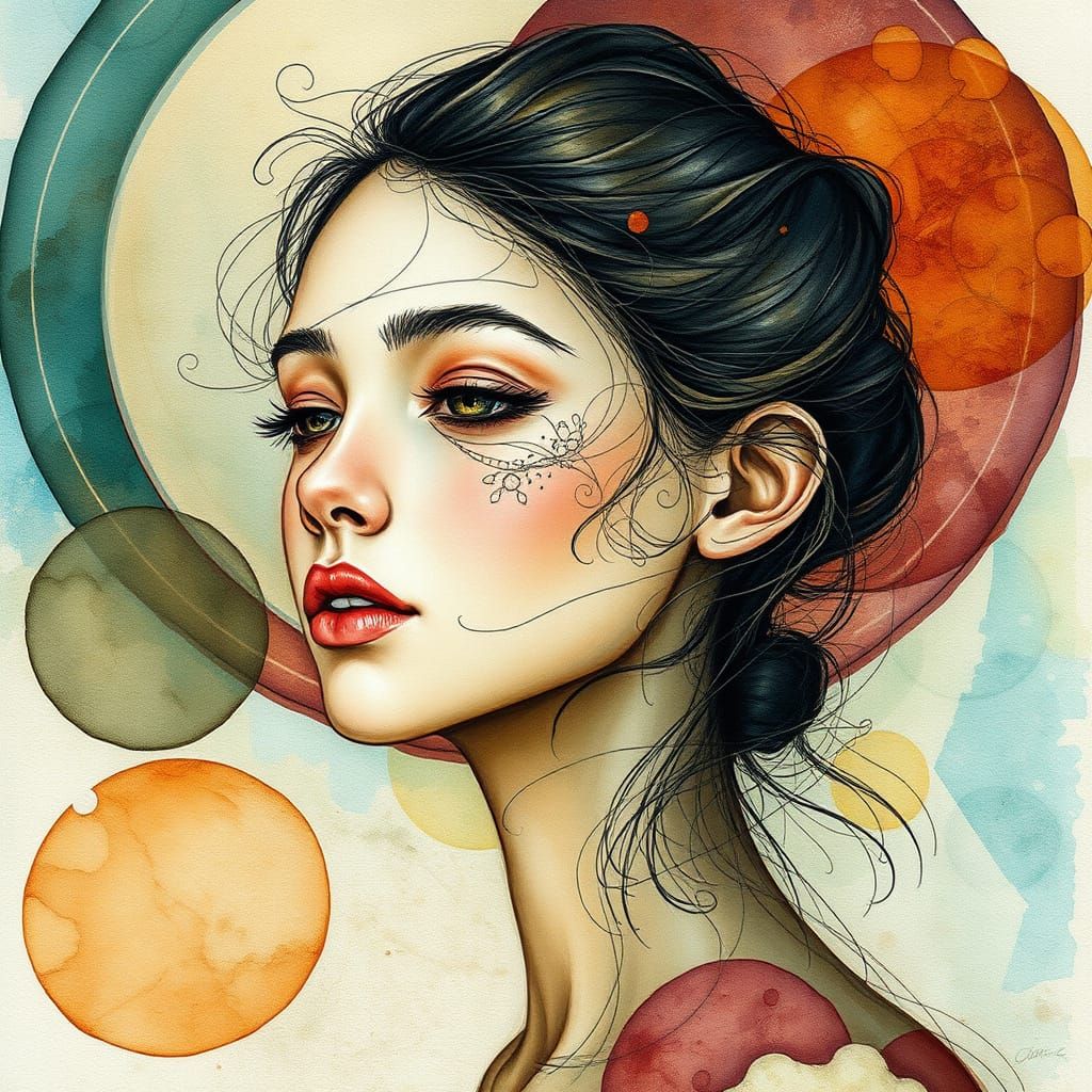 Dreamy Ethereal Portrait in Vibrant Abstract Expressionism S...