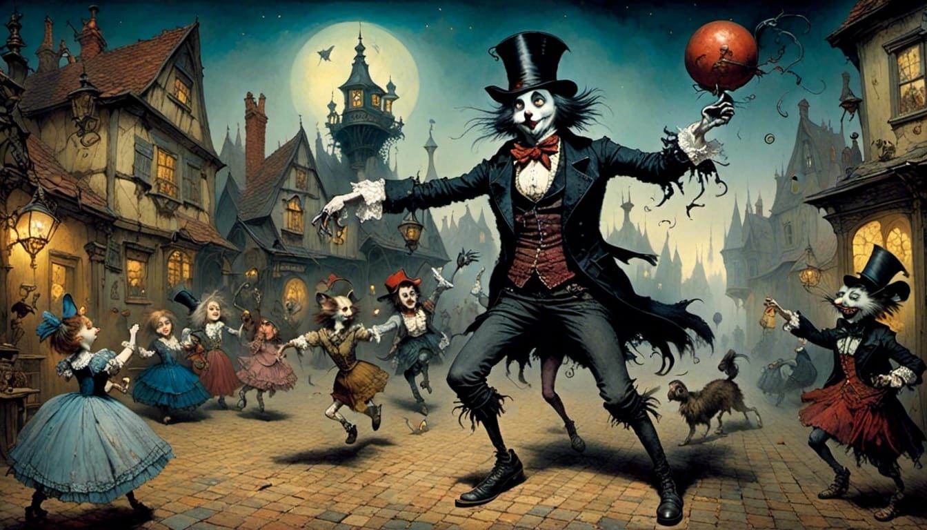 Energetic Dance Scene in Gothic Style