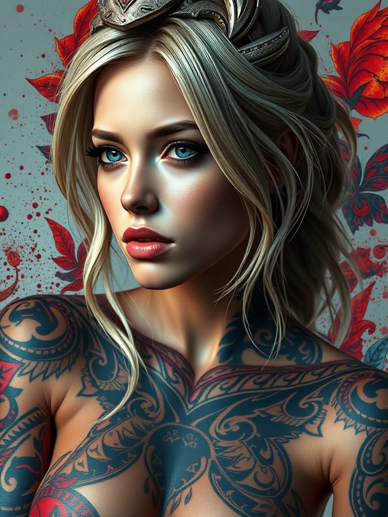 Sultry Tribal Goddess in Triadic Hues