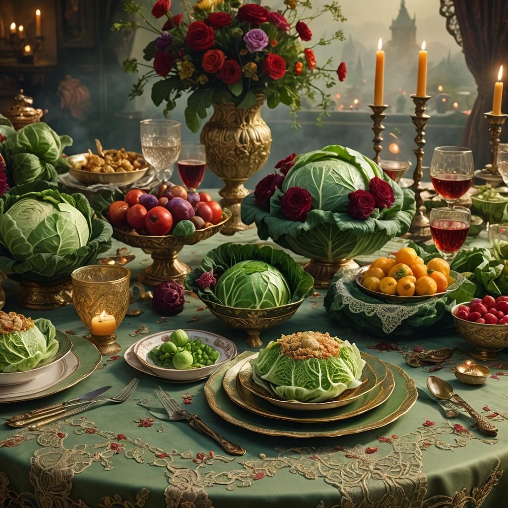 Luxurious Cabbage Banquet in Mystical Candlelight