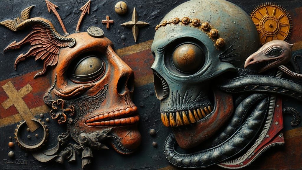 Epic Surrealist Oil Painting in Multicolored Detail