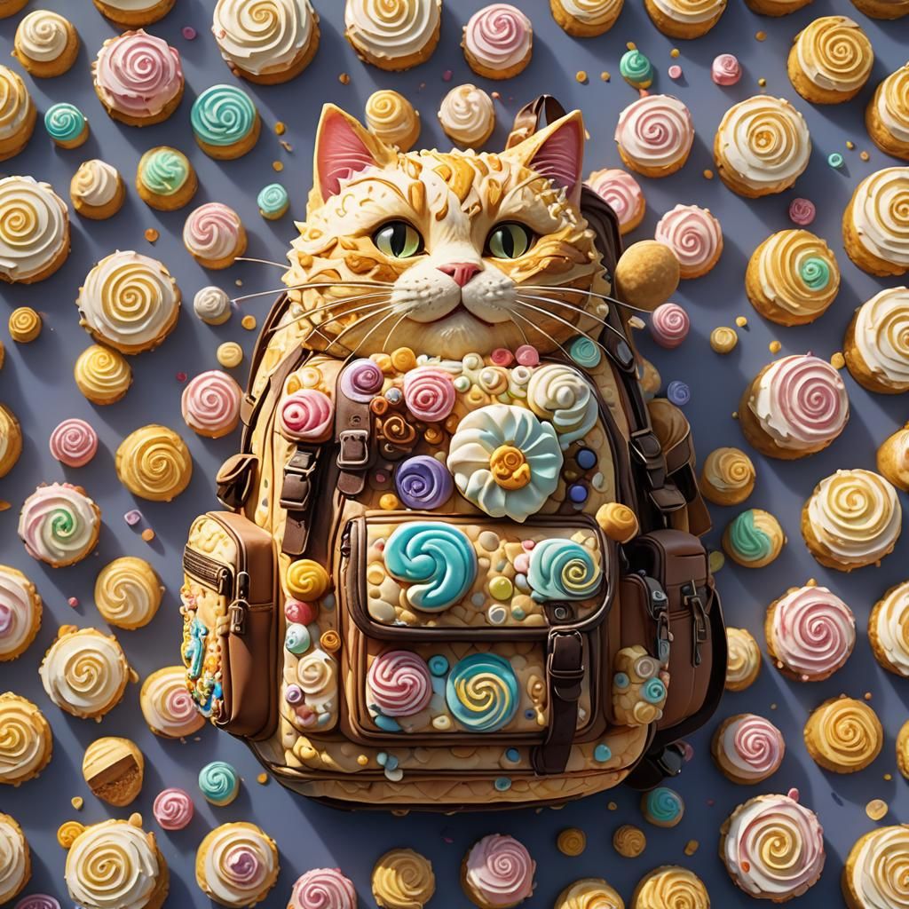 Cake Cat with Icing and Candy Backpack