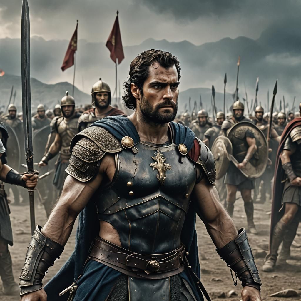 Warrior King Rallies Troops: Fantasy Art