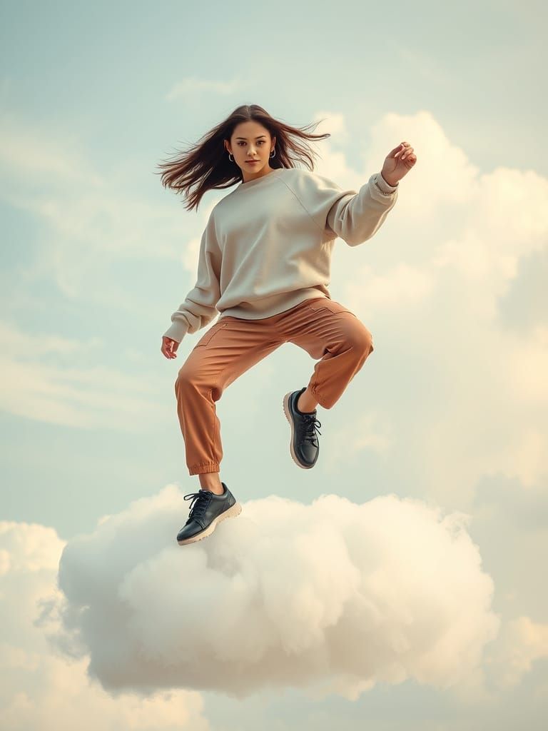 Ethereal Fashion Portrait on a Cloud