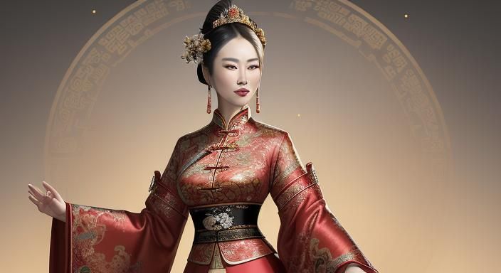 Empress Dowager Mu: Hyperrealistic Portrait in Imperial Atti...