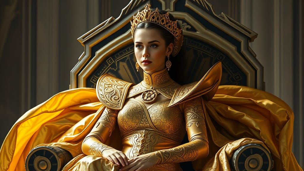 Natalie Portman as Regal Queen Amidala in Shimmering Gold Sc...