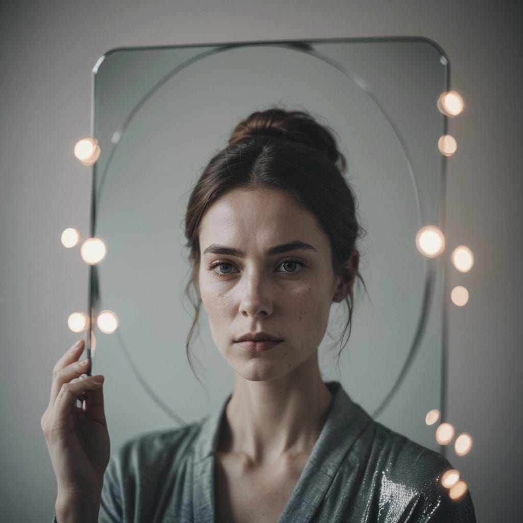 Nordic Woman with Magic Mirror: Minimalist Portrait