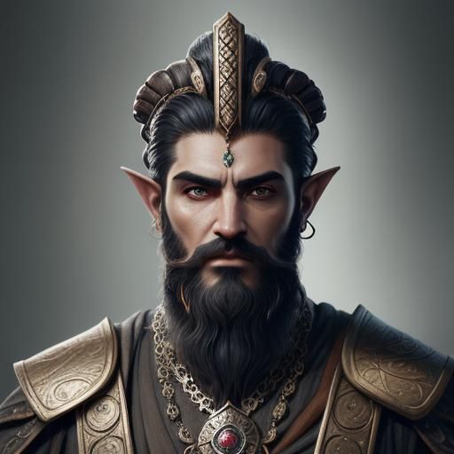 Steampunk Dwemer Portrait with Middle-Eastern Jewelry