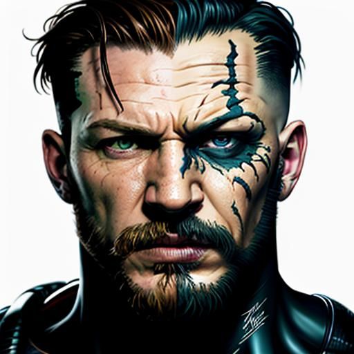 Dramatic Portrait: Man Transforms into Alien Symbiote