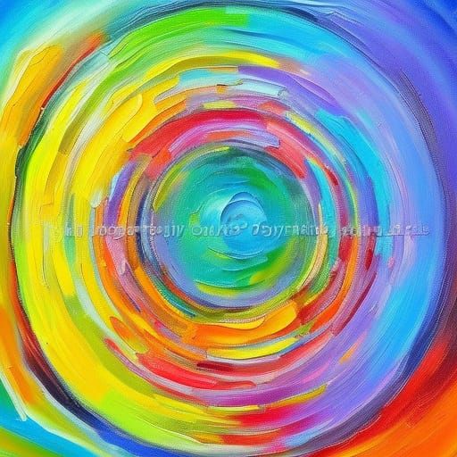Colorful Hypnotism Wheel in Expressionist Oil Painting