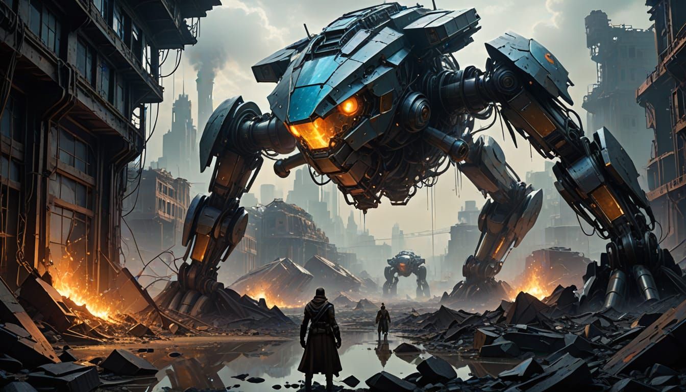 Glassy Catastrophe: Abandoned Machines Roam Post-Apocalyptic...