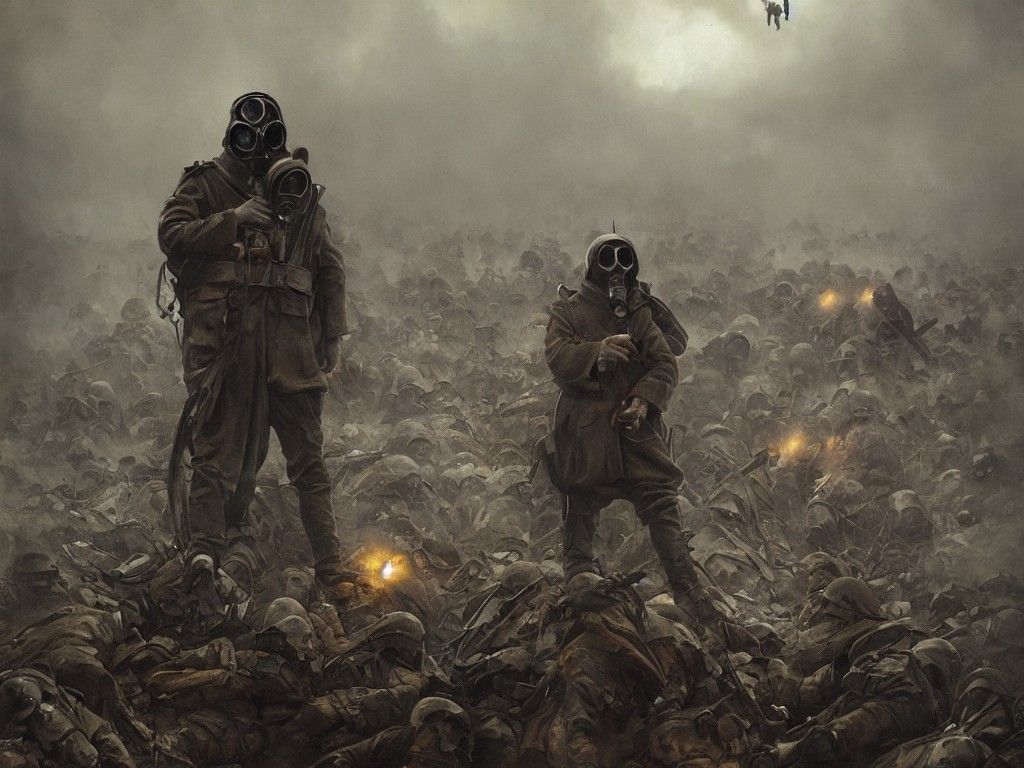 Angel of Death in Trenches: Sinister Cosmic Art