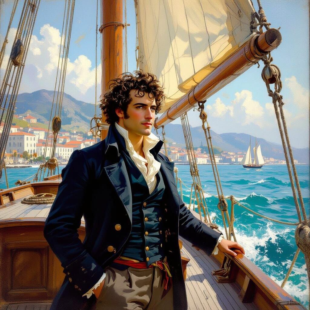 Lord Byron Sailing Into a Greek Harbor