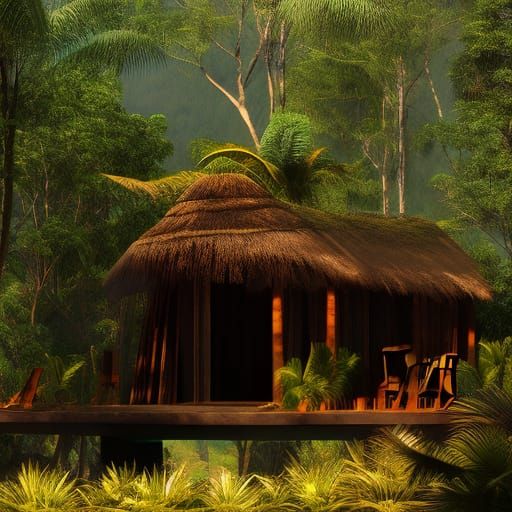Modern Peruvian Lodge in Rainforest: Photorealistic Design