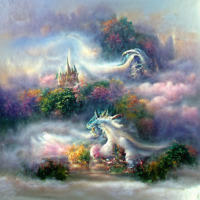 Ethereal Unicorn and Dragon Fantasy Landscape