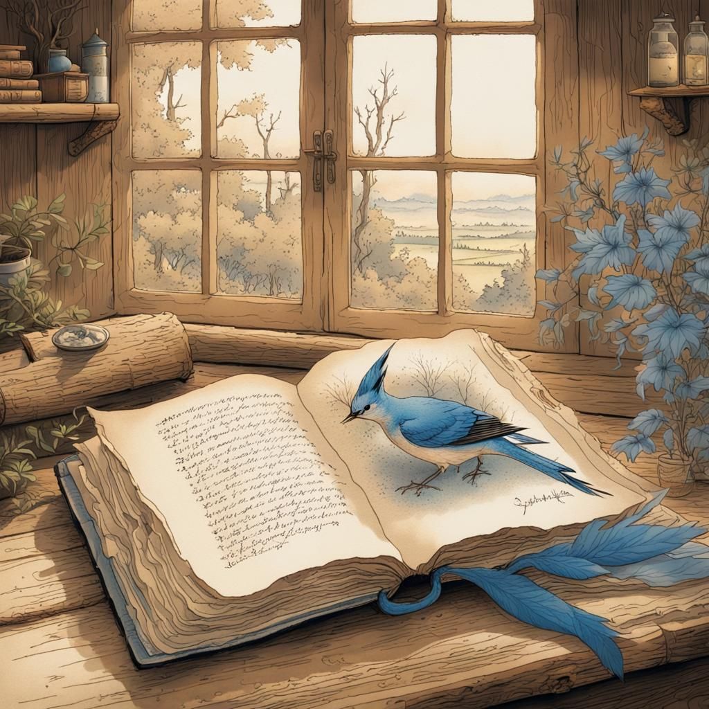 Enchanted Storybook with Botanical Illustrations