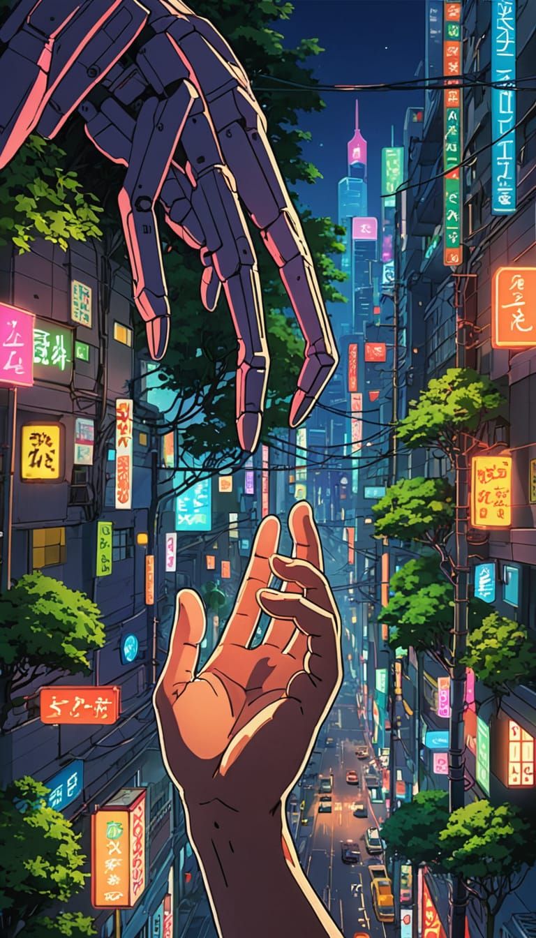 Serene Anime-Inspired Cityscape at Sunset