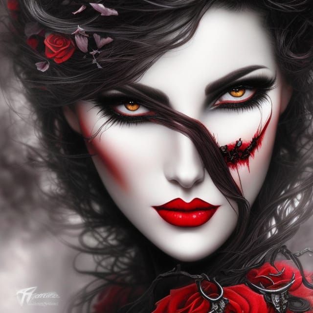 Beautiful Witch Portrait in Gothic Art Style