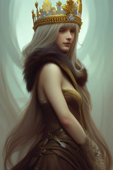 Fantasy Medieval Queen Portrait in Hyperdetailed Style