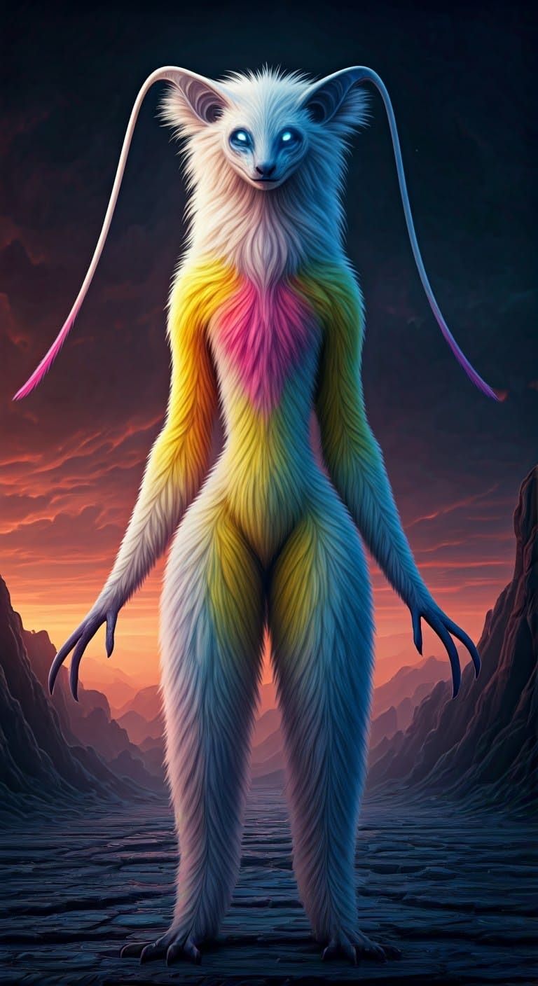 Ombre Fur Alien Creature in Alien Landscape