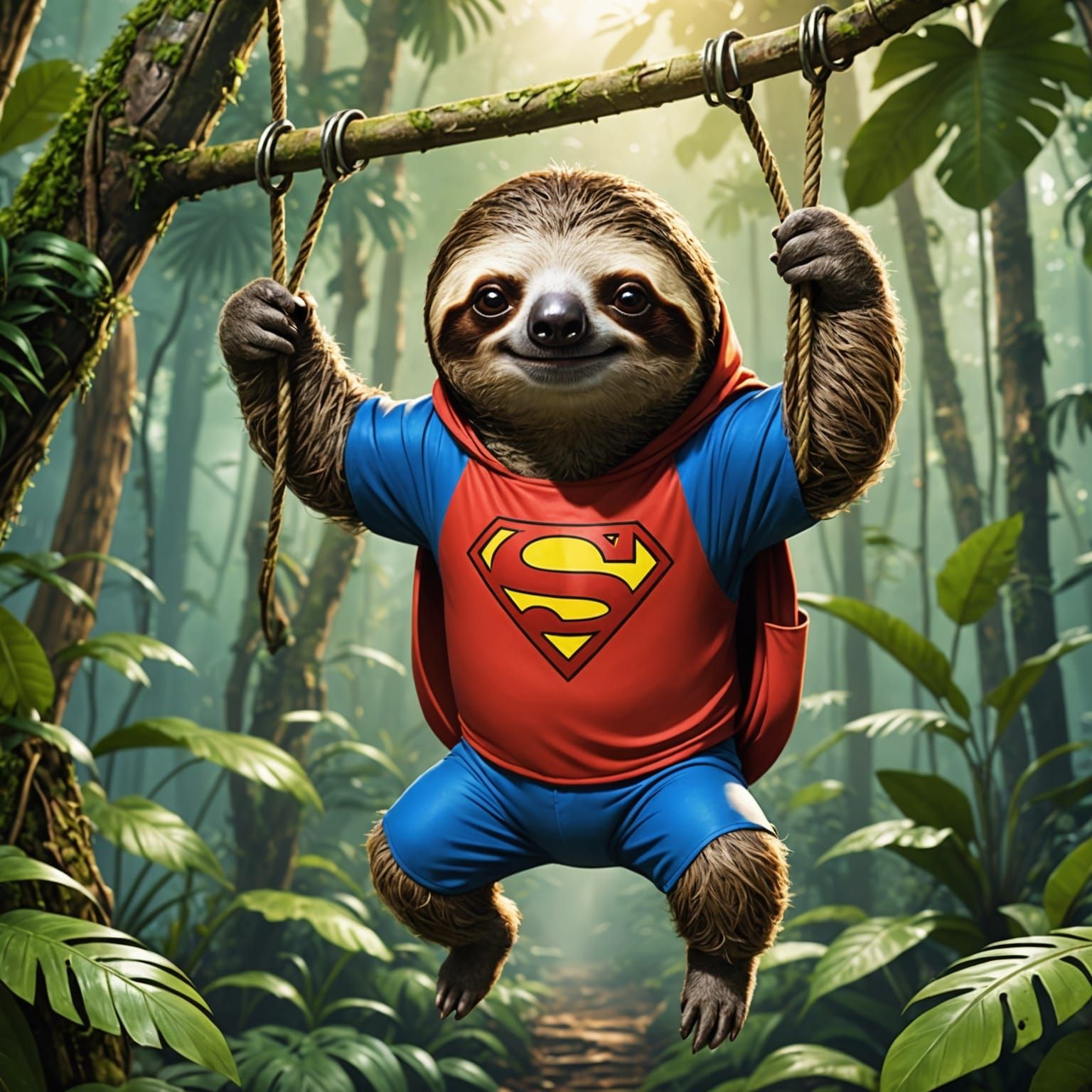 Tired Superhero Sloth Swings Through Jungle in 90s Cartoon