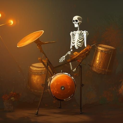 Skeleton Drummer: Hyperdetailed Concept Art