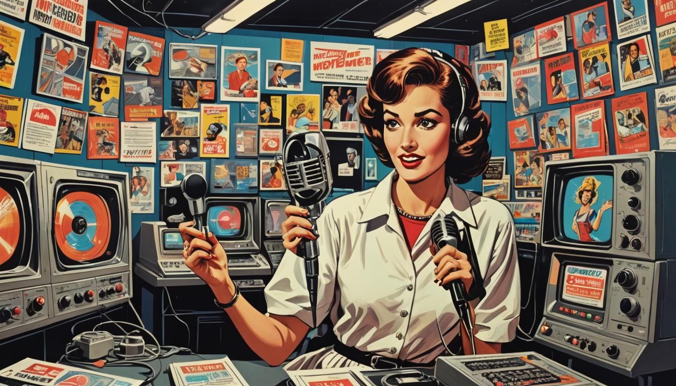 Retro-Futuristic Housewife in Comic Book Style