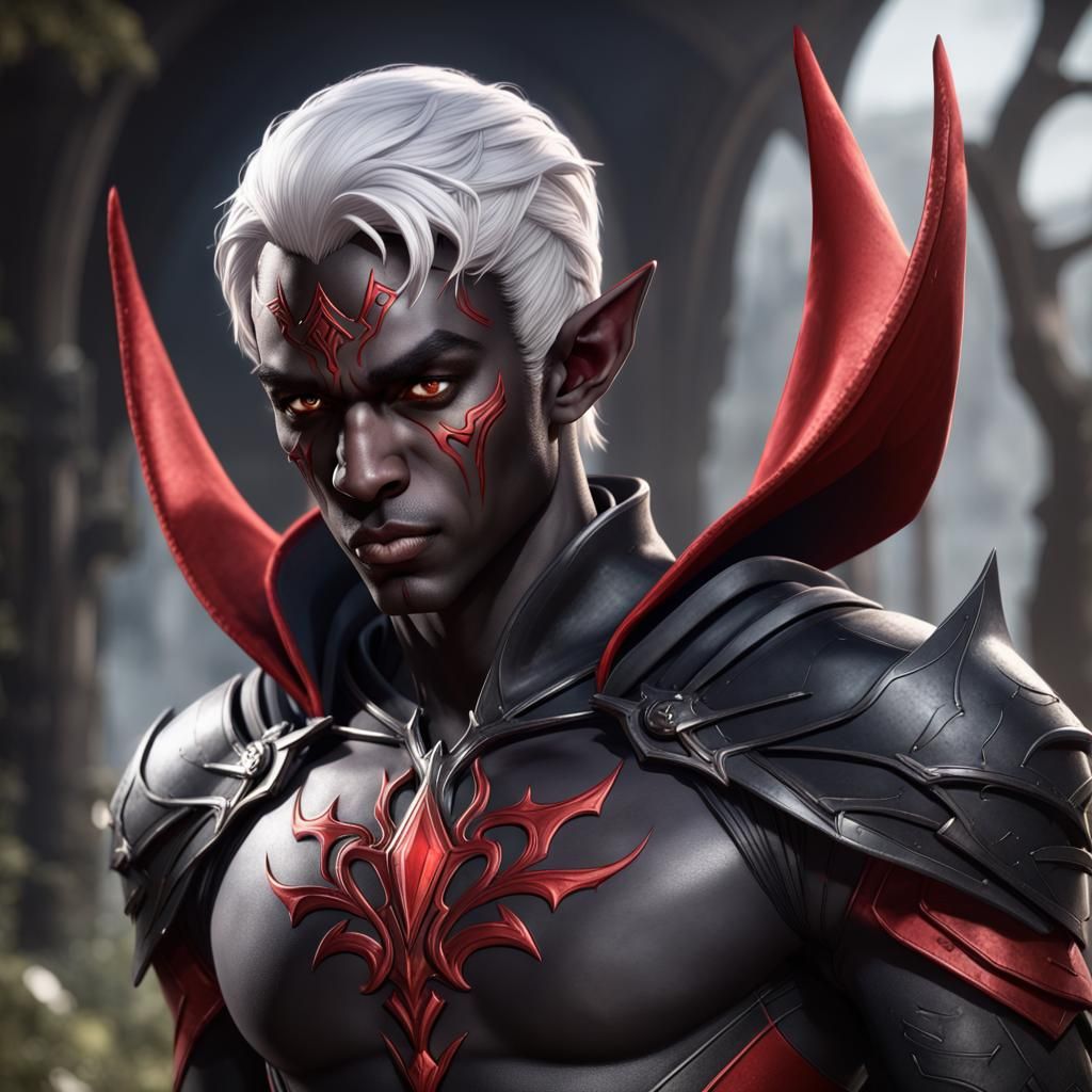 Drow Elf Superhero in Detailed Fantasy Art