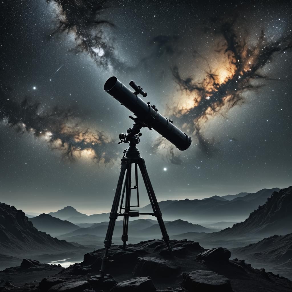 Mystical Telescope Reveals Galaxy in Fantasy Concept Art
