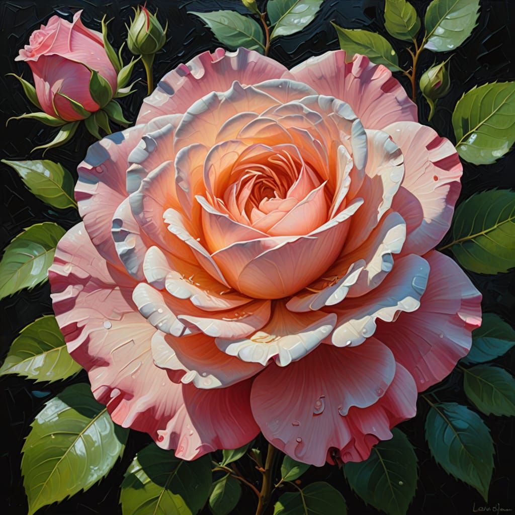 Impasto Rose: Ethereal Oil Painting