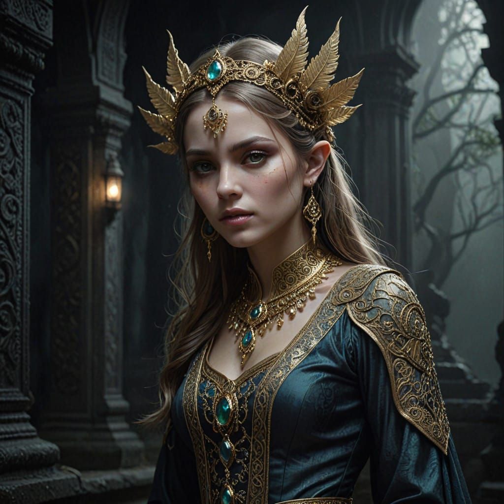 Ethereal Elf Maiden in Haunting Songket Dress