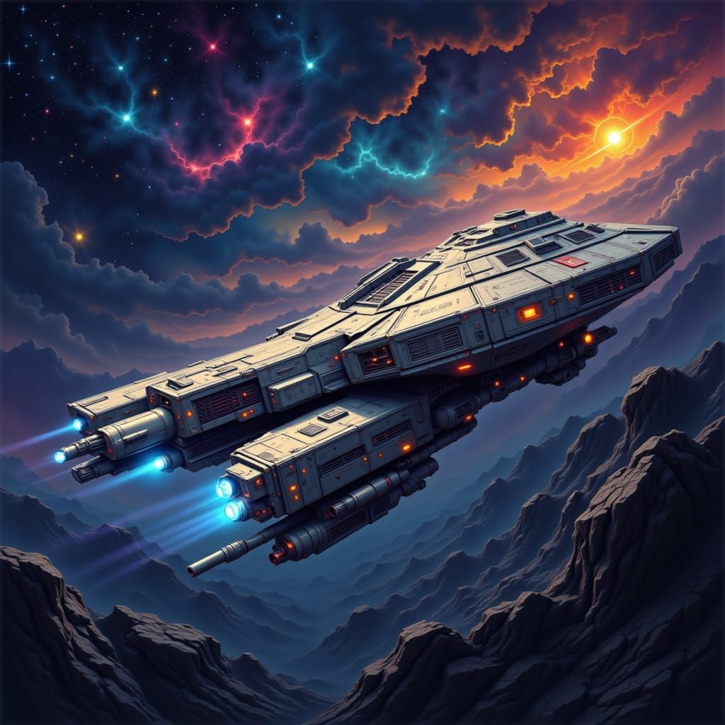 Futuristic Sci-Fi Spaceship Design