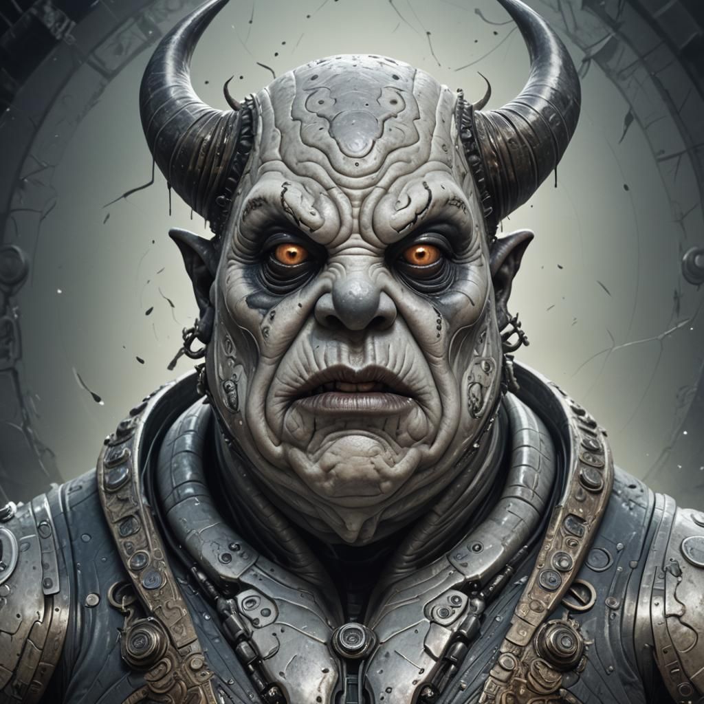 Chubby Alien Man Portrait in Detailed Matte Painting