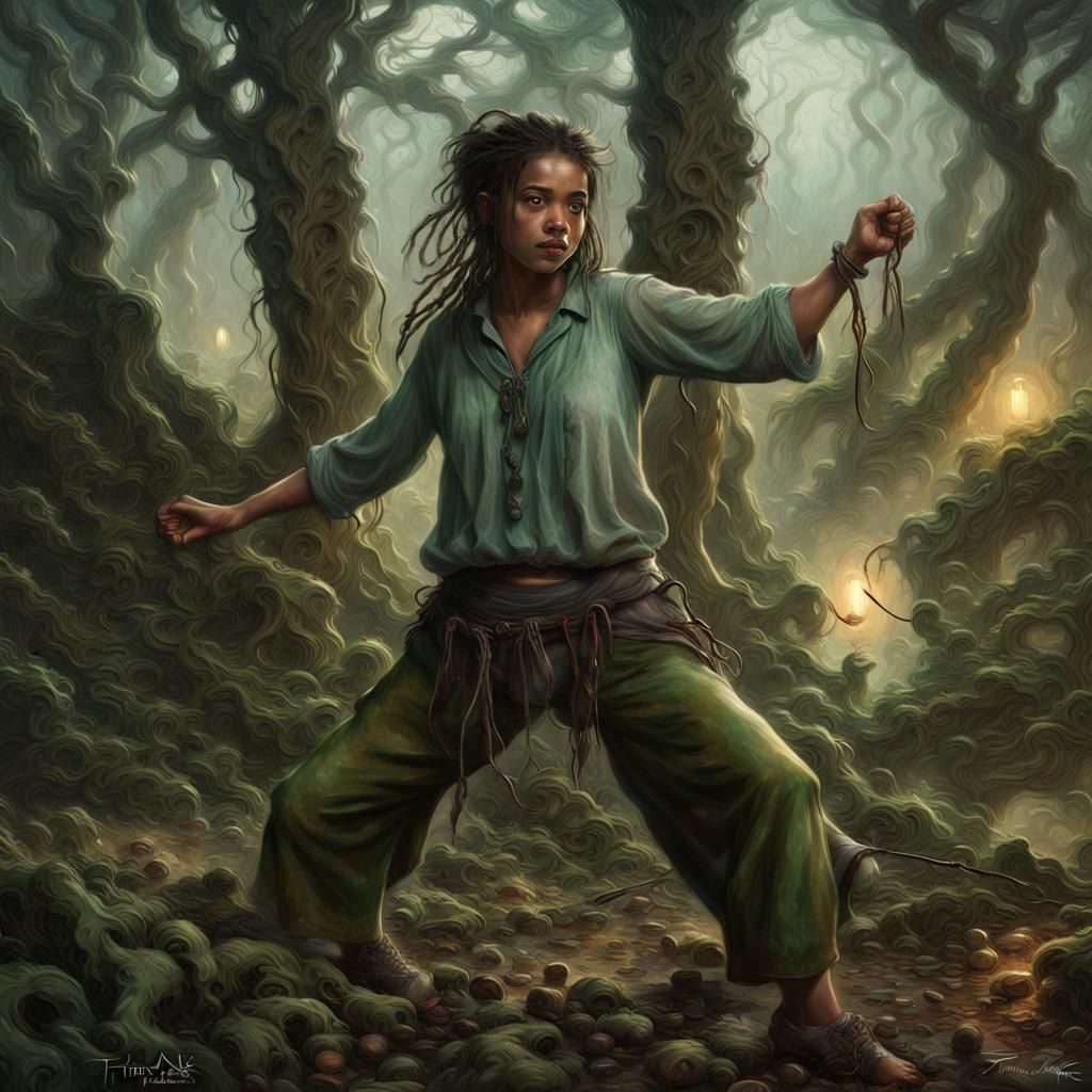 Hyperrealistic Hobbit Punches in Moody Lighting