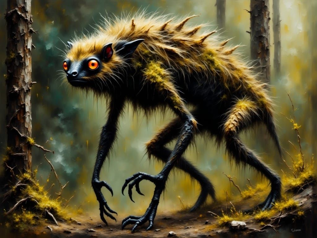 Dark Fantasy Beast in Smokey Grunge Style