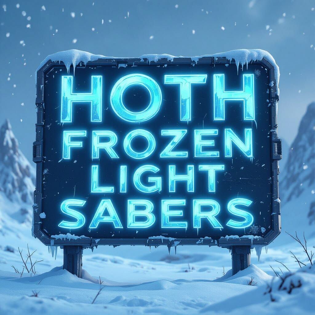 Hoth Frozen Light Sabers Sign in Retro-Futuristic Style