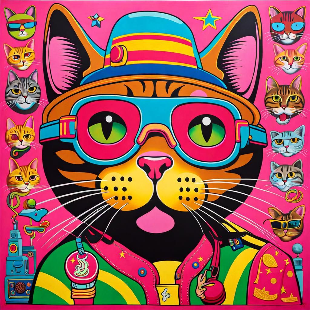 Hip Hop Cat Graffiti Art Inspired by Pop Art