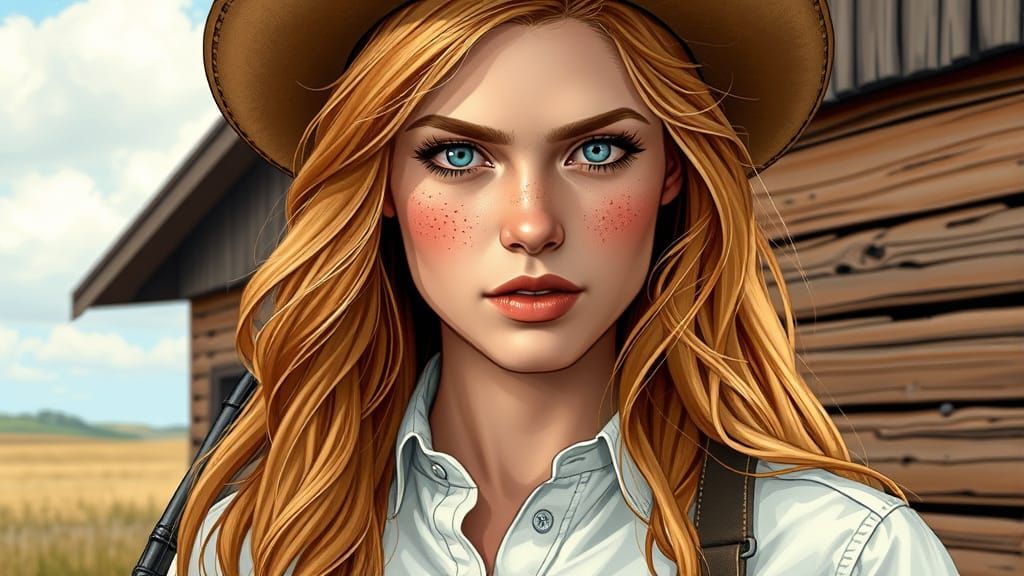 Strawberry Blonde Woman in Red Dead Redemption Style