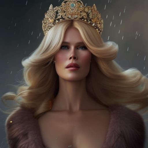 Claudia Schiffer Portrait in Art Nouveau Style