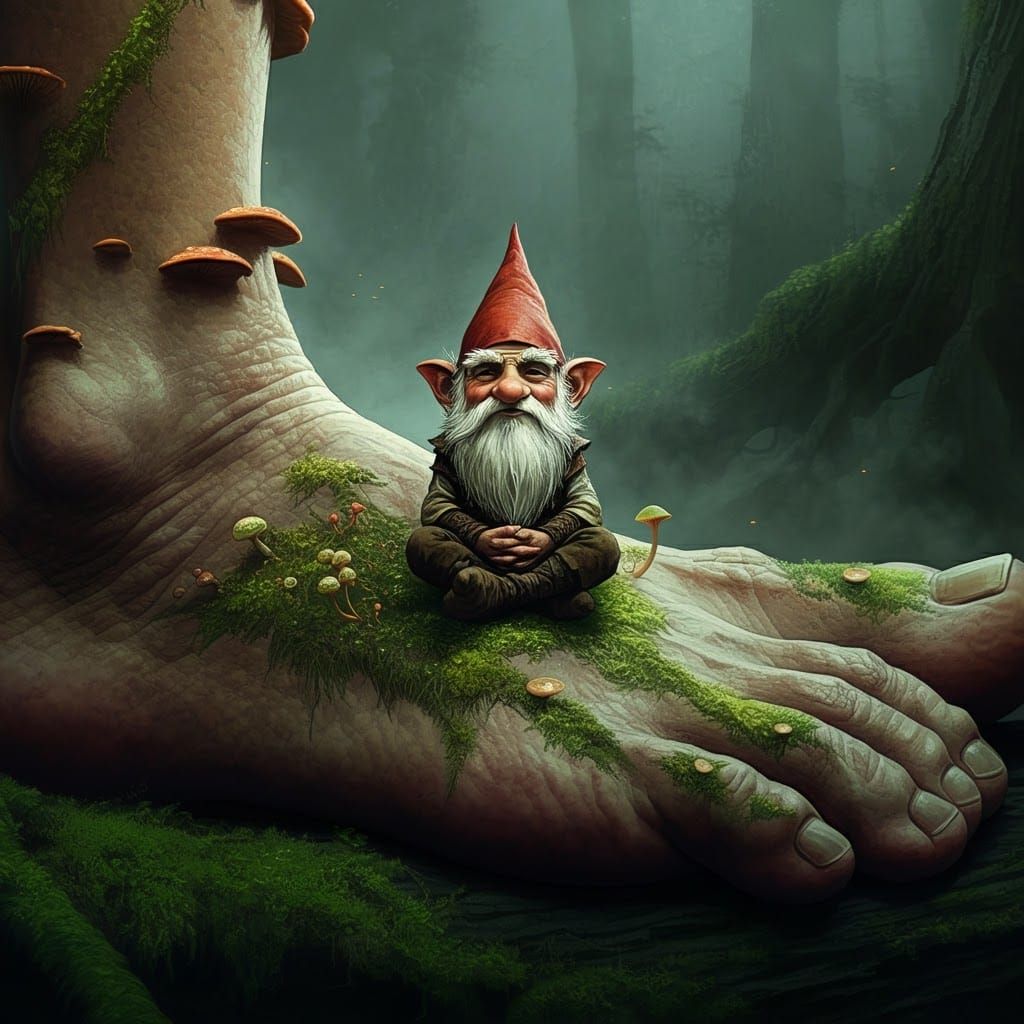 Gnome living on a giants foot