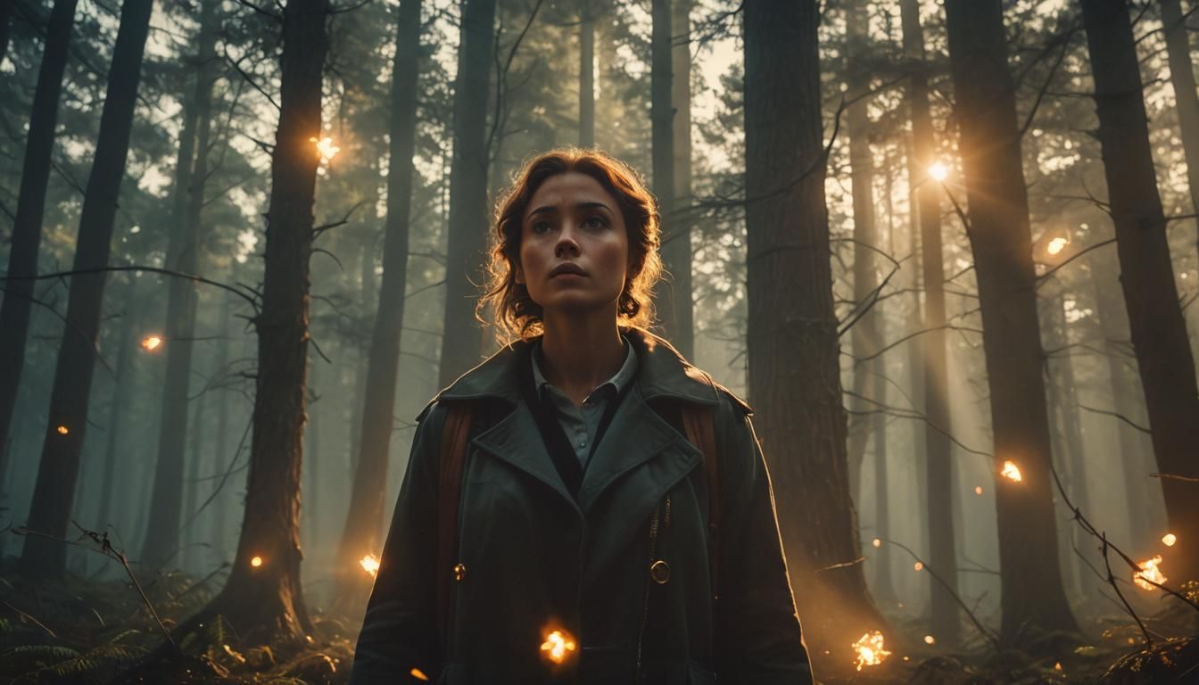 Magical Woman in Forest: Film Noir Style