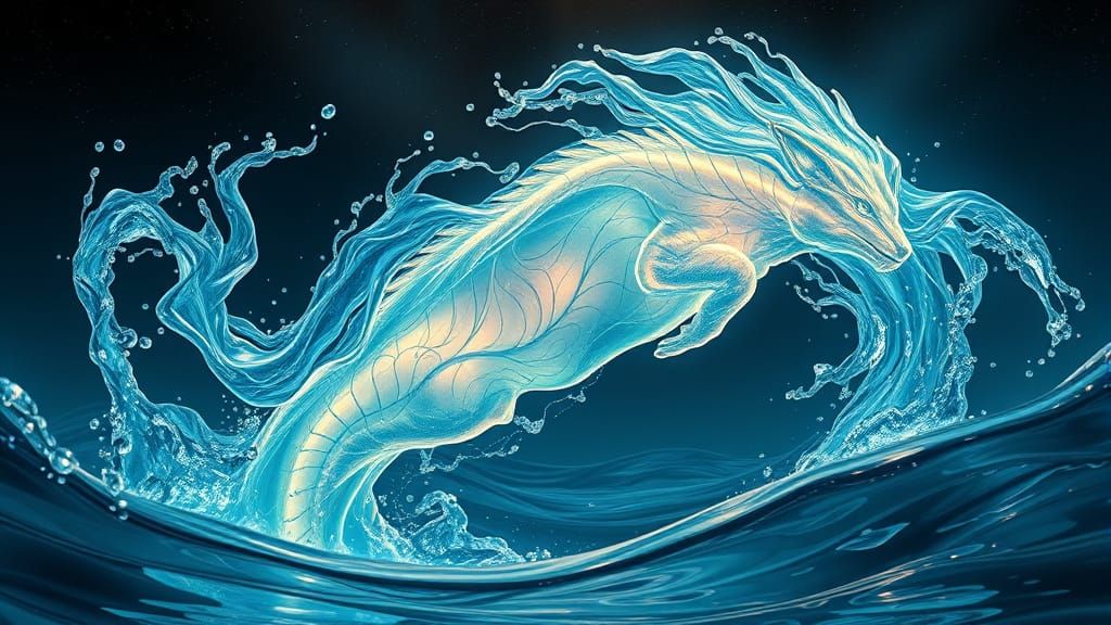 Ethereal Water Elemental in Art Nouveau Biomechanics