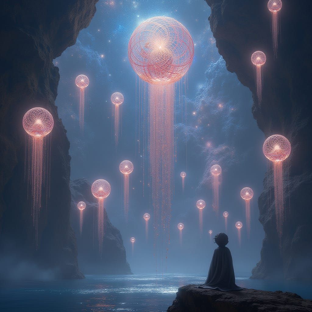 Majestic Dreamcatcher Isle in Ethereal Futurism