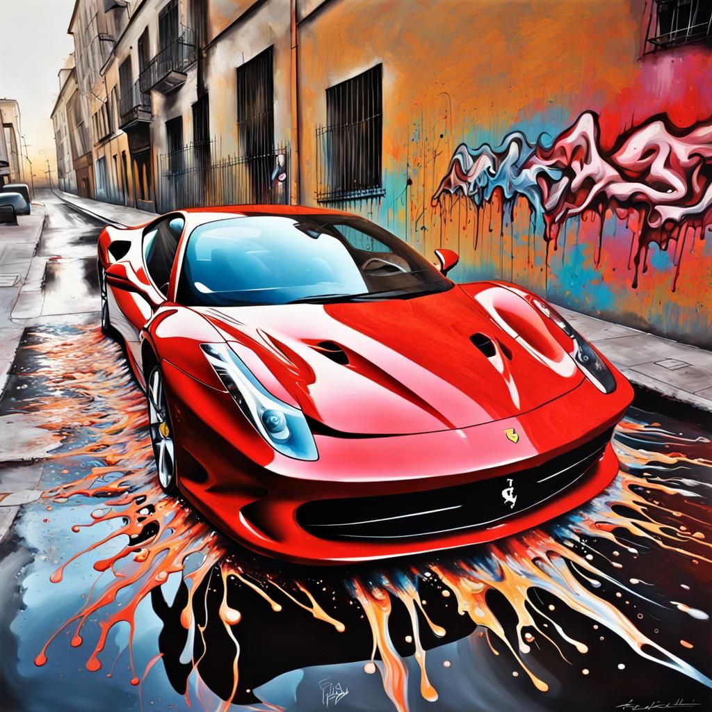 Ferrari Graffiti Art: Splash Paint Street Style
